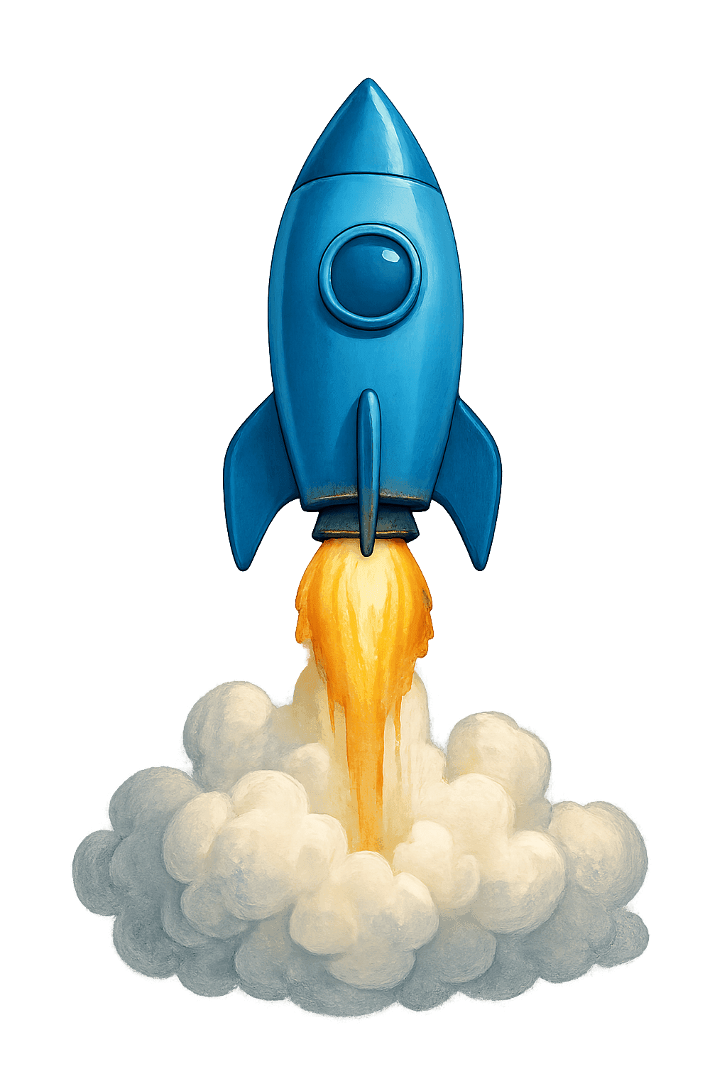 Cohete azul despegando